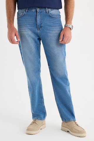 Tudors Erkek Regular Fit %100 Pamuk Yan Cepli Baggy Mavi Jean Kot Pantolon-36999 Mavi