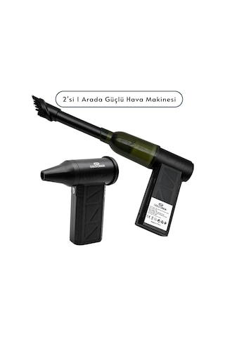 R-400 Mini Şarjlı Hava Üfleyici Ve Vakumlu El Süpürgesi - 110.000 Rpm Güçlü Motor, Led Işıklı, 2'si 1 Arada 1 Adet