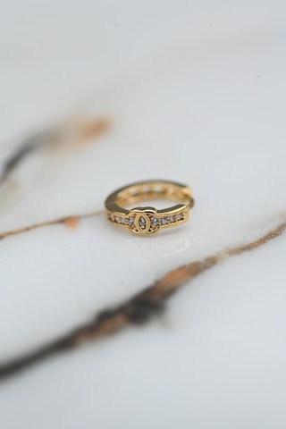 Gold Desen Detay Zirkon Taş Çelik Piercing Tragus Helix Kıkırdak Küpesi-0vp170 Çok Renkli