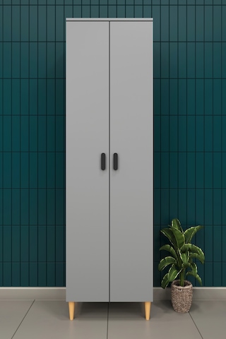 Modern 2 Kapaklı Çok Amaçlı Mutfak Banyo Dolabı %100 Mdf Erzak Kiler Dolabı Fd03 Kül Gri