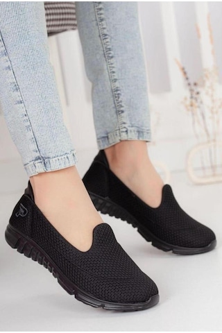Kadın Ortopedik Hafif Taban Günlük Yürüyüş Ayakkabısı Esnek Rahat Sneaker Siyah