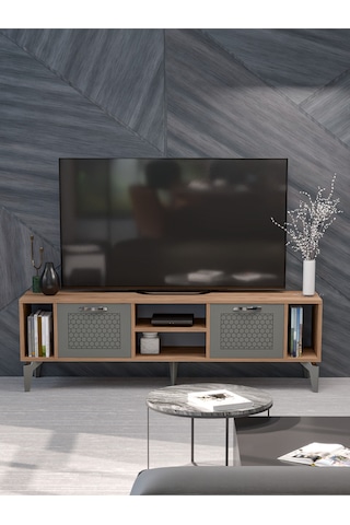 Tv Sehpası Ünitesi Tekli Orta Sehpa 3'lü Zigon Sehpa Set Üç Ürün Atlantik Çam Çok Renkli