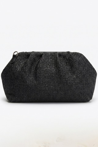 Luvishoes Vıel Siyah Hasır Dokulu Kadın Clutch Çanta