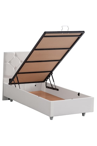 Glamis Tek Kişilik Baza Başlık Letto Yatak Seti - Beyaz 90 x 190
