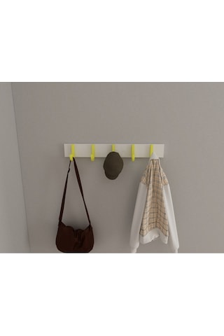 Hepsi3boyutlu Modern Duvar & Kapı Baston Askılık - 5 Adet Sarı J Askılık - Model No : 6 Sarı