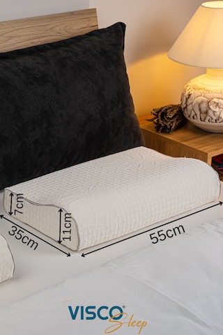 Visco Yastık Aylona Ortopedik Yastık Viskon Kılıflı 55x35x11-7 Cm