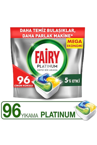 Fairy Platinum Bulaşık Makinesi Kapsülü 96 Tablet Yıkama Limon Kokulu