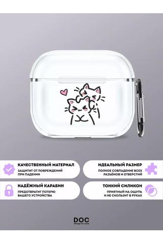 Designoncase Airpods Uyumlu 3 İçin Kedili Baskılı Kılıf 216469635 Beyaz