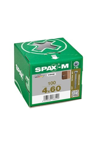 SPAX-M, 4 x 60 mm, 100 Adet, Yarım Dişli, Havşa Başlı