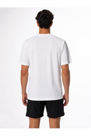 TOMMYLIFE Tommy Life Basic Erkek Tshirt Bisiklet Yaka Kol Detaylı Beyaz 88447