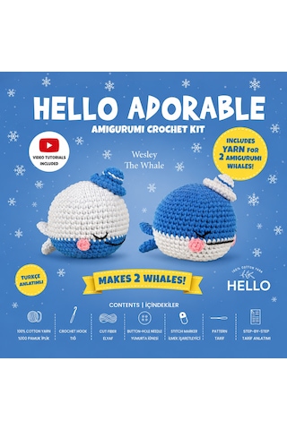 Bakgelal Hello Adorable Amigurumi Balina Yapım Kiti 2 Adet Bff Sevimli Balina, Türkçe Anlatımlı