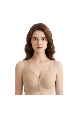Cottonill Seamless Bra - Neriva Lazer Kesim Önden Düğmeli Minimizer Kadın Sütyen 3'lü Paket-2 Çok Renkli