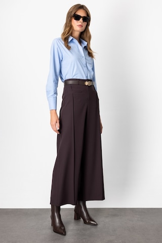 On Kadın Beli Kemerli Bol Paça Pantolon 64133 Kahverengi Kahverengi