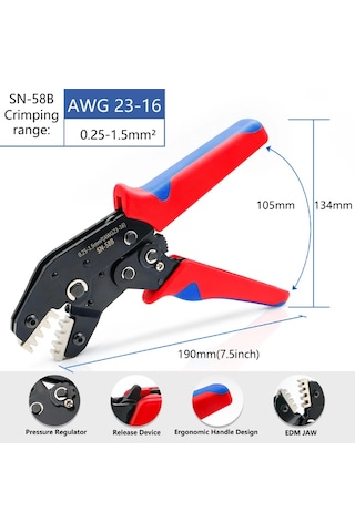 Sn-58b Cırcır Sıkma Pensesi Crimper Aracı 0.25-1.5mm²