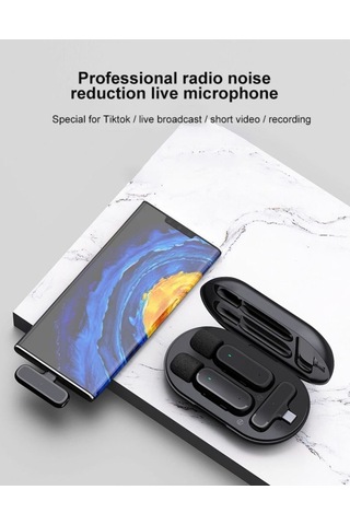 K60/k61 Kablosuz Yaka Mikrofonu Şarj Kutulu 2.4ghz Gürültü Azaltmalı Mini Mikrofon iPhone Uyumlu & Andr