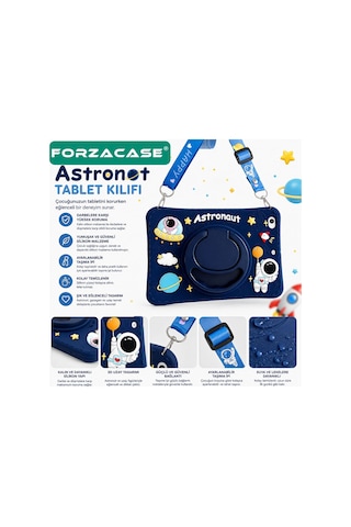 Forzacase Huawei Matepad 11.5 2025 İle Uyumlu Astronot Desen Askılı Standlı Silikon Kılıf - Fc1254 Standlı Kapak