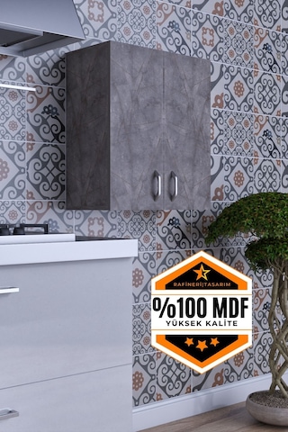 Rafineri Moza Çok Amaçlı Dolap Kapaklı Mutfak Balkon Banyo Mdf Gri