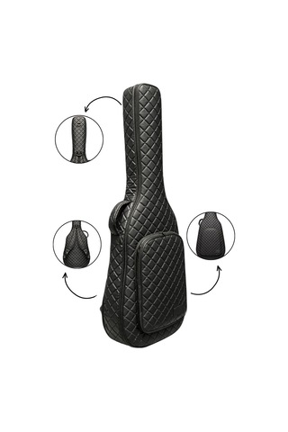 Klasik Gitar Çantası-kılıfı-kalın-gigbag-siyah Kapitoneli-suni Deri