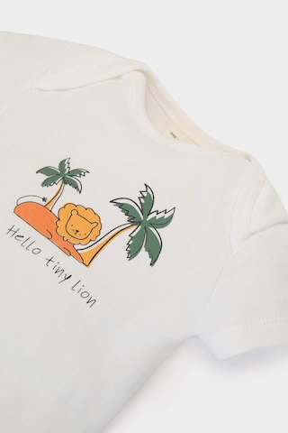 DeFacto Erkek Bebek Yenidoğan Bisiklet Yaka Dinazor Baskılı Ribana Kısa Kollu Çıtçıtlı Body E8229A525SMER98 Ekru