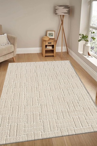 Raschel Carpet Kaymaz Taban Moopy Krem Bukleli Yumuşak Soft Dokuma Yolluk Halı Salon Halısı Lp1001a Krem Krem