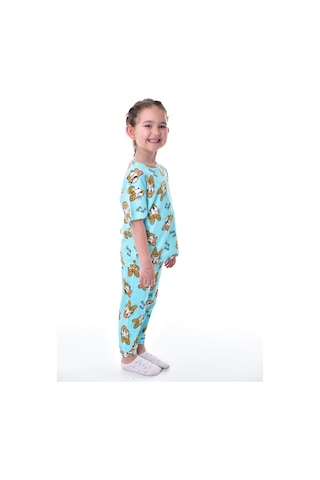 Bunny Hopp %100 Pamuk Interlok Kumaş Paw Patrol Kısa Kollu Kız Çocuk Pijama Takımı 3,4,5,6,7,8,9,10,11,12 Yaş Turkuaz