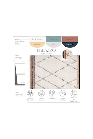 Cool Halı Palazzo 04 Multi Bukle Salon Halısı Hav Vermez Mutfak Halısı Çocuk Odası Halısı Koridor Kesme Yolluk