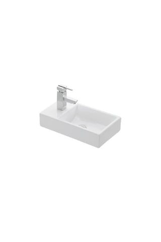 Lapino Minos 40 Cm Mobilya Uyumlu Lavabo Soldan Batarya Delikli Beyaz