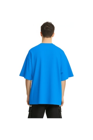 Nevermind Baskılı Oversize Tişört Erkek Streetwear T-shirt Mavi