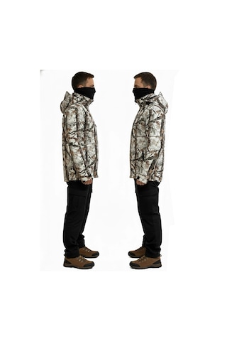 Mysia Outdoor Beyaz Orman Shell Mont Avcı Saz Kar Desen Çift Kat Polarlı Çok Renkli