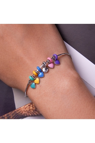 Fastbuy S925 Ayar Gümüş Mor Renkli Boncuklu Boncuklu Bilezik Kolye Aksesuar Seti Çok Renkli