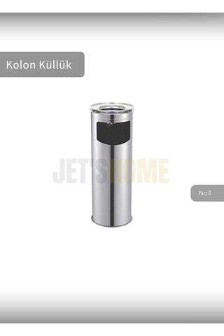 Jet's Home Kolon Küllük Paslanmaz Dış Mekan Sigaralık Lüks Ayaklı Küllük No:1 Çöp Kovası Kutusu Gri