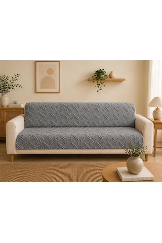 Sycamore Home Koltuk Örtüsü 175x215 Cm Çekyat Örtüsü, Kaymaz, Yıkanabilir, Lüks Kumaş Şönil Jakarlı Antrasit