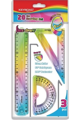 Keyroad Esnek Çizim Seti Flexible Gökkuşağı Cetvel 20 CM Çok Renkli