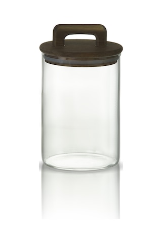 Saplı Akasya Kapaklı Yüksek Borosilikat Cam Saklama Kavanozu 3'lü Seti - 500ml - 1000ml - 1500ml - Şeffaf