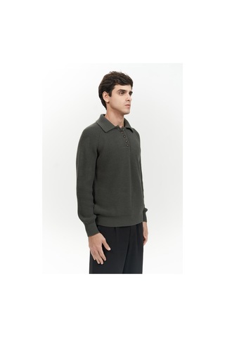 Vander Düğme Detay Antrasit Erkek Triko Kazak Antrasit