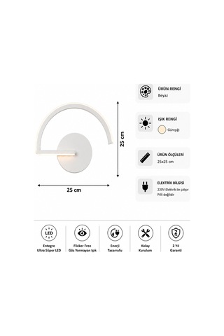 Mori Modern Led Duvar Apliği Günışığı Beyaz