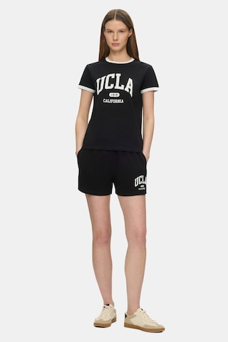 Ucla Lotte Siyah Baskılı Pamuklu Standard Fit Kadın Örme Şort
