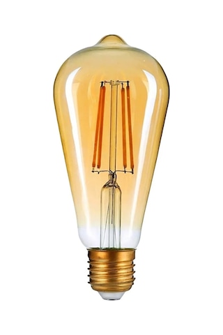 8w St64 Rustik Led Ampul Flemanlı Tasarruflu Vintage Amber Cam