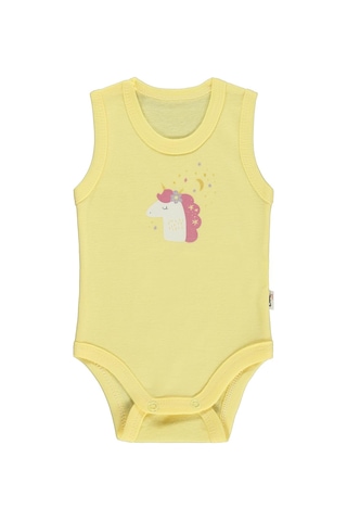 Civil Baby Unicorn Baskılı 0-3 Yaş Çıtçıtlı Badi - Sarı Açık Sarı