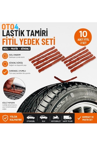 Oto4 10 Adet Lastik Tamir Onarım Fitili Yedek