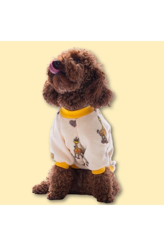 Züzü Polar Sweat Zürafa Desenli Kedi Köpek Sweati Kedi Köpek Kıyafeti Köpek Poları Sıcak Tutan Sweat