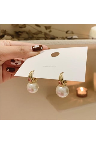 Sevimli Simülasyon İnci Çiviler Hoop Küpe Kadınlar İçin Eardrop Minimalist Küpe Düğün Moda Takı Beyaz