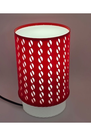 Cevizdizayn Abajur Kahve Aşkı Kırmızı Kahve Temalı Masa Lambası Kırmızı