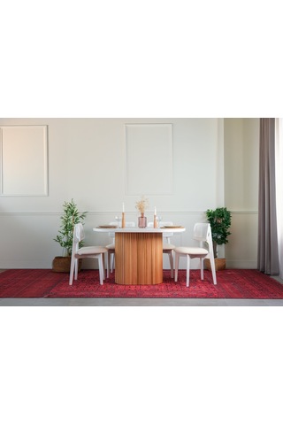 Niyegara İskandinav Natural Ahşap Masa Sandalye Takımı 90x130 Beyaz