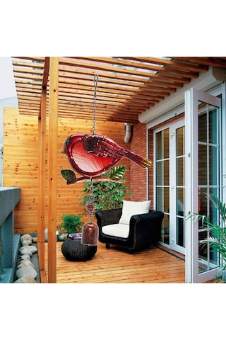 Yifomall Kırmızı Kuğu Ve Renkli Cam Arı Kuşu Desenli Demir Cam Zil, Duvar Dekoru, Çocuk Yatağı Süsüsü, Nordic Stil, Hediye İçin Uygun