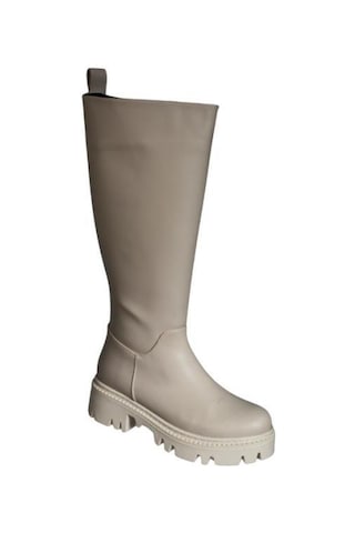 Yaz Kış Ayakkabı Yazkış Kadın Siyah Krem Düz Taban Çizme Tpuk Boyu 6cm Diz Boyu 37cm Krem