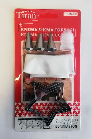 8 Parça Krema Sıkma Torbası Hamur Şekillendirici Yıldız-kalp-çiçek-halka Yıldız