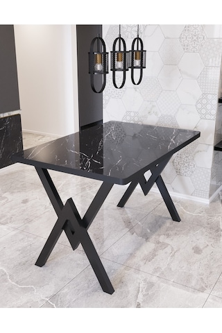 Avvio 80x120 Alara Mutfak Masa Takımı-yemek Masa Takımı Siyah Mermer