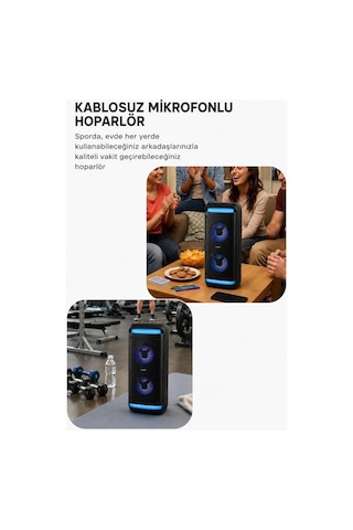 Akustik Alet Yeni Yıl Eğlence Bluetooth Hoparlör Rgb Işıklı Kablosuz Speaker Gts-2088 Siyah