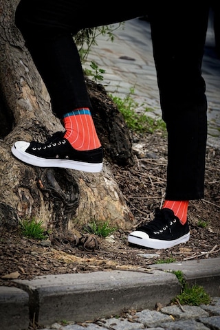 Erkek Mercan-mavi Çizgili Tenis Çorap Turuncu